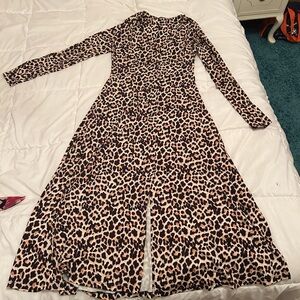 Zara Leopard Print Dress sz S Jersey knit